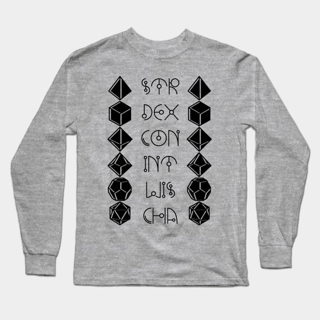 Character Abilities - Dungeons and Dragons Dice Long Sleeve T-Shirt by OfficialTeeDreams